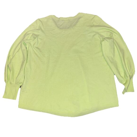 Chicos Size 3/US-XL 16 Women’s Ballon Sleeve Lime Green Sweater Ultra Soft Cozy - Picture 2 of 6